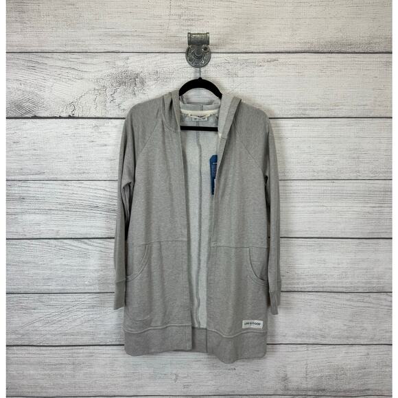 Life is Good Women's Heather Gray Beyond Hip Hooded Lounge Cardigan Size Small - Picture 1 of 10